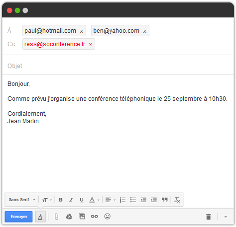 Un simple email pour organiser vos conférences téléphoniques